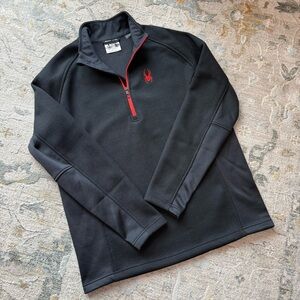 Spyder Black Fleece Pullover with Red Accent